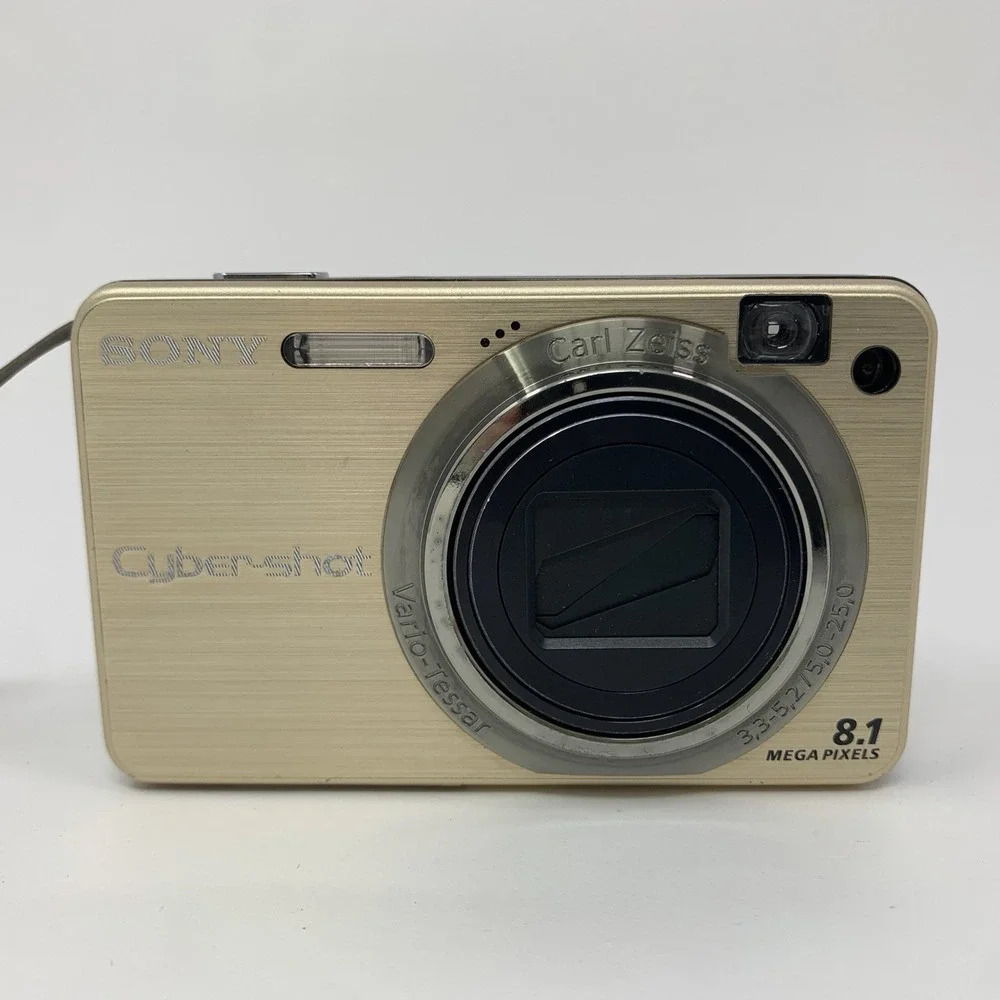 Sony CyberShot DSC-W150 Digital Camera Gold Color 8.1 MP w Battery, Charger